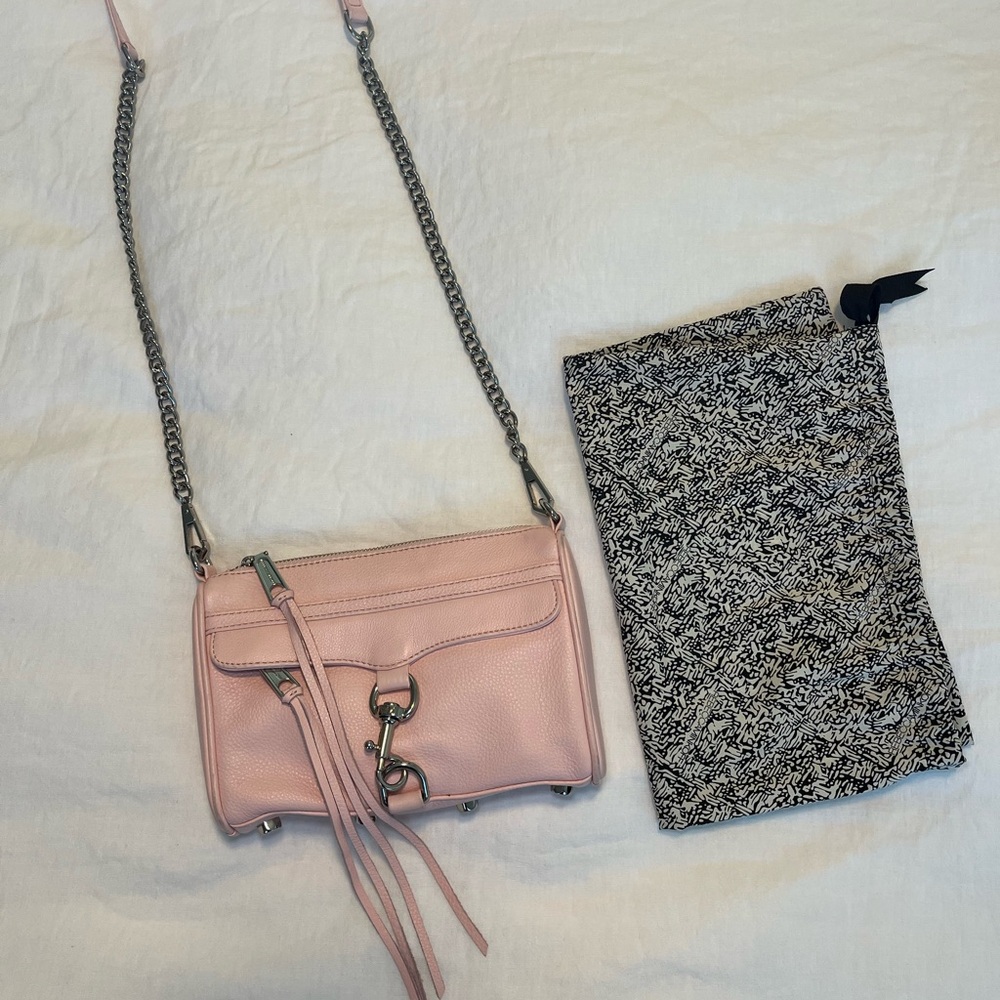 Rebecca Minkoff Mini MAC Crossbody Bag Blush Pink Leather Silver Hardware